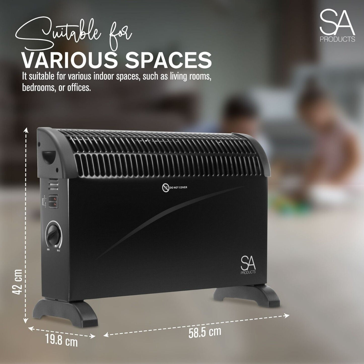 2000W Convector Heater | 3 Heat Settings 750-1250-2000W | Wall Mountable Heater